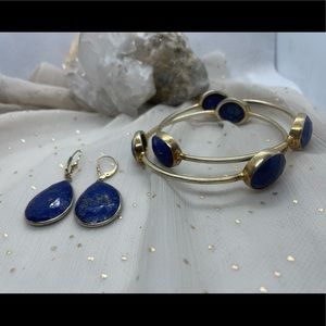 Lapis Lazuli Stone and Gold bracelet and earring set!